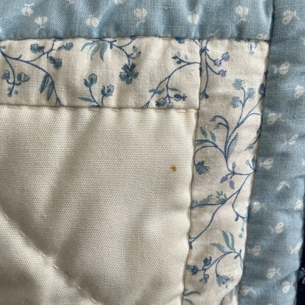 Vintage Handmade Patchwork Baby Children Blanket Crib Quilt Cat Balloon Rain